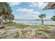 Backyard on the water with palm trees and chairs, offering serene waterfront views at 9300 Gulf Blvd, St Pete Beach, FL 33706