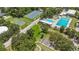 Aerial shot featuring community basketball and tennis courts, pool, and recreation facilities at 2558 Hawthorne St, Sarasota, FL 34239