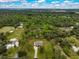 Expansive aerial shot showcasing a home nestled amidst trees, featuring a long driveway and ample green space at 2912 51St E St, Bradenton, FL 34208