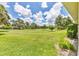 Expansive lush backyard with well-maintained green grass and mature trees providing shade at 4131 Oakhurst W Cir # 3133, Sarasota, FL 34233