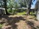 View of backyard with mature trees and partial view of screened-in enclosure in the distance at 4740 Garcia Ave, Sarasota, FL 34233