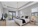 Relaxing main bedroom with tray ceilings, outdoor views, and a cozy sitting area for comfort and enjoyment at 4925 Coastal Days Ln, Bradenton, FL 34211