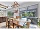 Dining room featuring a view to outdoor living with pool view, bar, and plank wall at 5515 69Th E Pl, Ellenton, FL 34222