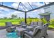 Outdoor patio featuring stylish seating, a ceiling, and a great view of the lush yard at 9040 Tequila Sunrise Dr, Sarasota, FL 34241