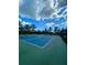 Inviting blue and green pickleball courts surrounded by palm trees, perfect for outdoor recreation and community engagement at 11613 Woodleaf Dr, Lakewood Ranch, FL 34211