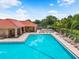Community swimming pool with lounge chairs and a covered area, perfect for relaxing by the water at 2347 123Rd E Pl, Parrish, FL 34219