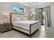 Light-filled bedroom with neutral palette, modern decor, and a glass door leading to outdoor space at 289 Long Meadow Ln, Rotonda West, FL 33947