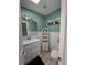 Charming bathroom featuring a vanity, shelving, stylish fixtures, and modern decor at 3727 Dover Dr, Sarasota, FL 34235