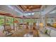 Bright sunroom with skylights and comfortable seating, featuring a view of the screened-in pool area at 4511 Windsor Park, Sarasota, FL 34235