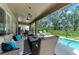 Large screened porch with multiple seating areas and views of the pool and backyard at 5307 65Th E Ter, Ellenton, FL 34222