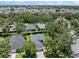 Aerial view of a single-Gathering home with mature trees, lush landscaping and screen lanai at 5508 Whitehead St, Bradenton, FL 34203