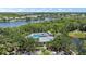 Aerial view of the community pool and riverfront location with views of the intercoastal waterway at 5508 Whitehead St, Bradenton, FL 34203