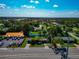 Aerial view showcases the property with a spacious yard and proximity to local amenities at 5948 Mirror Lake Rd, Sarasota, FL 34238