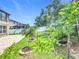 Landscaped backyard features a brick patio and privacy fence at 6043 44Th E Ct, Bradenton, FL 34203