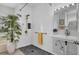 Tiled shower and vanity in this updated bathroom at 6929 Stetson Street Cir, Sarasota, FL 34243