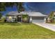 Charming single-story home with a well-maintained lawn, complemented by fresh landscaping and neutral tones at 6929 Stetson Street Cir, Sarasota, FL 34243