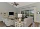 Comfortable living room with white furniture, large windows with access to outdoor living space at 7302 Dunes Ct, Bradenton, FL 34202