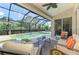 Screened-in pool area featuring an in-ground pool, spa, and an outdoor seating area with comfortable furnishings at 7302 Dunes Ct, Bradenton, FL 34202