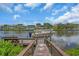 Picturesque waterfront view of a private boat dock, offering direct access to the water and boating opportunities at 1461 Marlin St, Nokomis, FL 34275