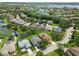 View of screened pools in backyards, surrounded by lush greenery and mature trees at 315 36Th Ne St, Bradenton, FL 34208