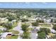 Scenic aerial shot capturing a peaceful neighborhood with lush greenery and a charming property with a pool at 3240 6Th St, Sarasota, FL 34237