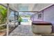 Screened-in patio with a covered hot tub and a view of the refreshing pool at 3240 6Th St, Sarasota, FL 34237