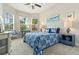 Bright bedroom with large windows, a tray ceiling, and coastal-inspired decor at 4540 Terrazza Ct, Bradenton, FL 34211