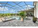 Lovely screened-in pool with attached spa, brick patio, and professionally landscaped backyard at 520 Rye Ne Rd, Bradenton, FL 34212