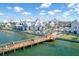 Scenic aerial view of a waterfront shopping and dining district with outdoor seating at 6563 Silverstar Dr, Sarasota, FL 34240