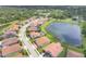 Aerial view of a neighborhood and pond in a residential community at 7228 Great Egret Blvd, Sarasota, FL 34241