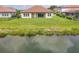 View of backyard landscaping of a home with pond in the back at 7228 Great Egret Blvd, Sarasota, FL 34241