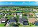 Wide aerial shot of a community with homes, ponds, and landscaping under a blue sky at 11915 Oak Ridge Dr, Parrish, FL 34219