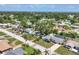 Wide aerial view of a residential area near the ocean, featuring mature trees and tidy landscaping at 1400 62Nd S Pl, St Petersburg, FL 33705