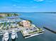 Stunning aerial view of the marina and waterfront restaurant and bar at 1523 1St W Ave, Bradenton, FL 34205