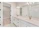 Bathroom featuring double vanity, quartz countertops, and sleek bronze hardware at 15813 San Lazzaro Ave, Bradenton, FL 34211