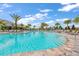 Resort-style swimming pool surrounded by palm trees, lounge chairs, and umbrellas under a sunny sky at 15813 San Lazzaro Ave, Bradenton, FL 34211
