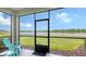 Screened lanai with a view of the community lake and lush landscaping, perfect for outdoor relaxation at 17817 Pastureland Ave, Lakewood Ranch, FL 34211