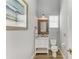 Charming powder room with stylish vanity and decorative mirror at 20207 71St E Ave, Bradenton, FL 34211