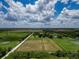 Expansive aerial view of property showcasing pastures, ponds, and surrounding green landscapes under a sunny, partly cloudy sky at 26147 L And J Rd, Myakka City, FL 34251