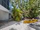 Charming backyard with lush tropical landscaping and a kayak, providing a tranquil outdoor retreat at 3959 Somerset Dr # 5, Sarasota, FL 34242