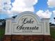 Entrance sign of the Lake Sarasota community at 4031 Wake Ave, Sarasota, FL 34241