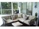 Cozy outdoor seating area with a sectional sofa and cushions, under a screened porch at 5449 Downham Mdws, Sarasota, FL 34235