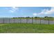 Backyard showing waterfront view, black fence, and well maintained lawn at 5910 Hevena Ct, Palmetto, FL 34221