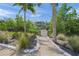 Pathway leading to a private dock, surrounded by lush greenery and tropical landscaping at 627 Avenida Del Norte, Sarasota, FL 34242