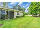 Expansive backyard featuring a screen door and lush greenery at 6908 Stoneywalk Ct, Bradenton, FL 34203