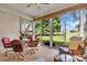 Enclosed lanai with comfortable seating and scenic views of the golf course, perfect for relaxation and outdoor dining at 6908 Stoneywalk Ct, Bradenton, FL 34203
