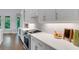 A modern kitchen with white cabinets, stainless steel appliances, quartz countertops and stylish backsplash at 8102 Waterview Blvd, Lakewood Ranch, FL 34202
