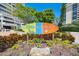 Colorful Siesta Key Village sign surrounded by lush greenery, located near charming buildings at 8417 Karpeal Dr # 4, Sarasota, FL 34238