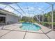 Backyard oasis features a pool, screened-in patio, and serene landscaping at 8924 Misty Creek Dr, Sarasota, FL 34241