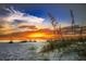 Picturesque sunset over the beach, with golden hues illuminating the sand and sea oats at 9122 16Th Avenue Nw Cir, Bradenton, FL 34209
